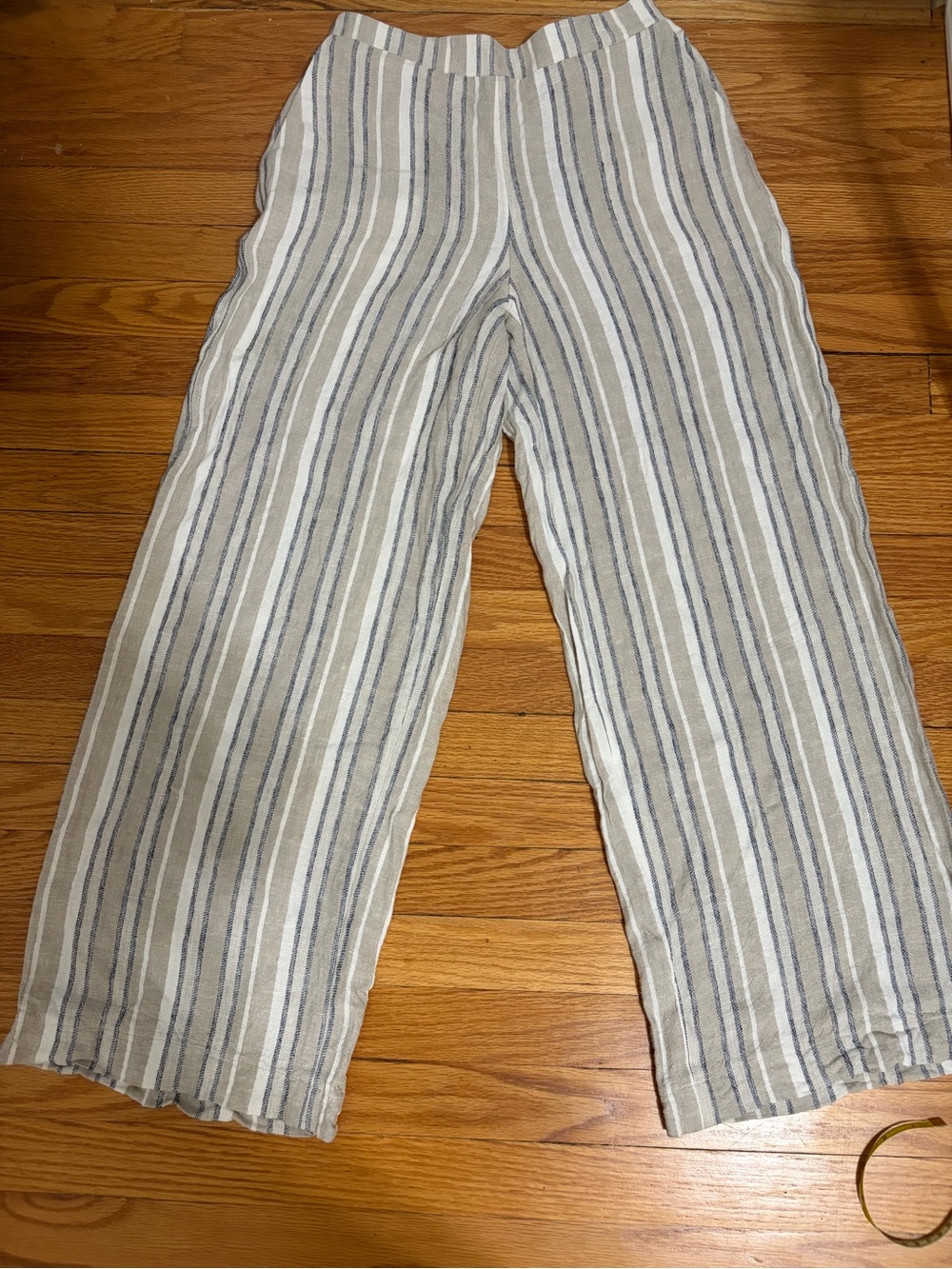Express cotton-linen pants stripes, loose fit Travel Coastal ResortCruise VacayS
